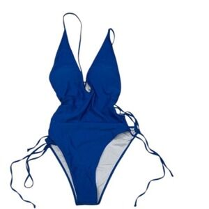 Zaful Royal Blue One Piece Swimsuit Tie Side Cut Out‎ Monokini size 10